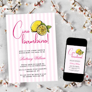 Ciao Bambino Lemon Italian Summer Baby Shower  Invitation