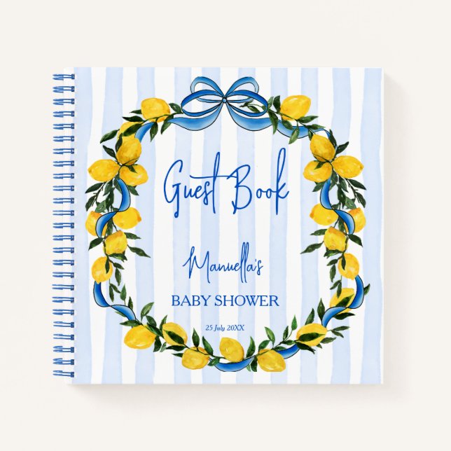 Ciao bambino lemons Italian baby shower Guest Book (Front)