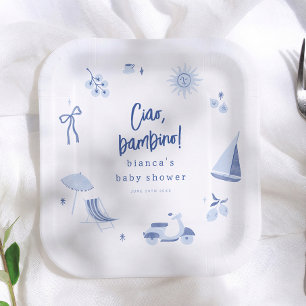 Ciao Bambino Summer Blue Boy Baby Shower Paper Plate
