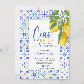 Ciao Bella Amalfi Coast Lemon bridal shower Invitation