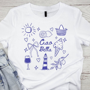 Ciao Bella Blue Coquette Bow Italian Summer T-Shirt