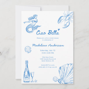 Ciao Bella Blue Toile Coastal Bridal Shower Invitation