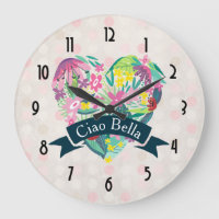 Ciao Bella Cute Floral Heart on Pink Circles