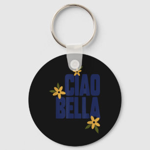 Ciao Bella Flowers Cute Vintage Graphic Key Ring