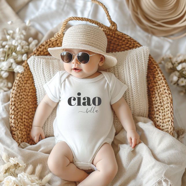 Ciao Bella Hello Beautiful Modern Typography Baby Bodysuit (Cute Italian fashion for baby!)