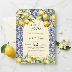 Ciao Bella Italian Blue Tiles & Lemon Baby Shower Invitation
