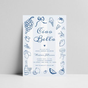 Ciao Bella Italian Hand Drawn Lemon Bridal Shower Invitation