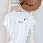 Ciao Bella | Italian Modern Script with Heart T-Shirt<br><div class="desc">Hello,  beautiful! This black and white Italian shirt will add stylish chic to any of your outfits. Modern,  elegant black script typography appears with a hand-drawn heart,  for a shirt that will be perfectly understood in Italy or anywhere your travels take you!</div>