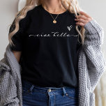 Ciao Bella | Italian Modern Script with Heart T-Shirt<br><div class="desc">Hello,  beautiful! This black Italian language shirt will add stylish chic to any of your outfits. Modern,  elegant white script typography appears with a hand-drawn heart,  for a shirt that will be perfectly understood in Italy or anywhere your travels take you!</div>