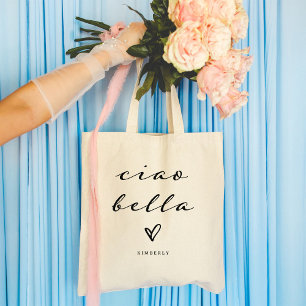 Ciao Bella   Italian Modern Script with Heart  Tote Bag