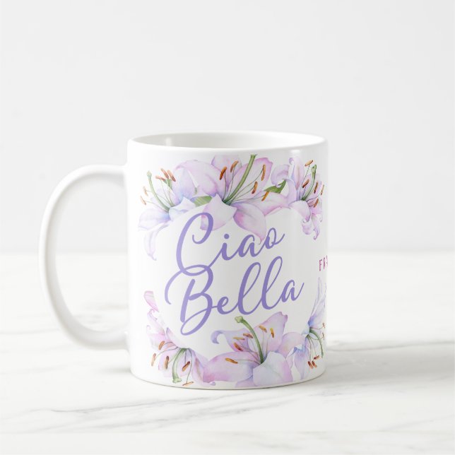 Ciao Bella Personalised Lillies  Coffee Mug (Left)