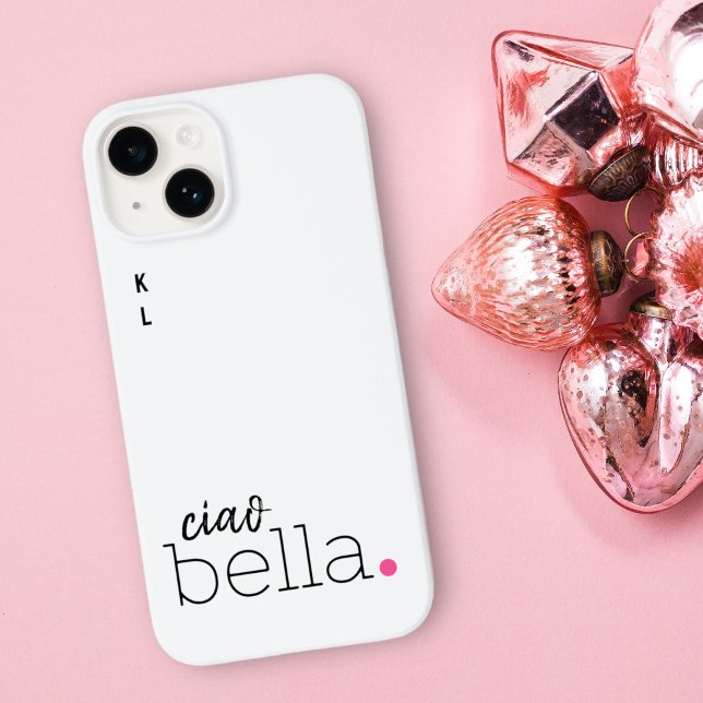 Ciao Bella Pink Dot Monogram Italian Black & White Case-Mate iPhone Case (Creator Uploaded)