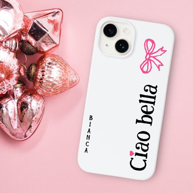 Ciao Bella Pink Heart Ribbon Name Italian Sketch Case-Mate iPhone Case (Creator Uploaded)