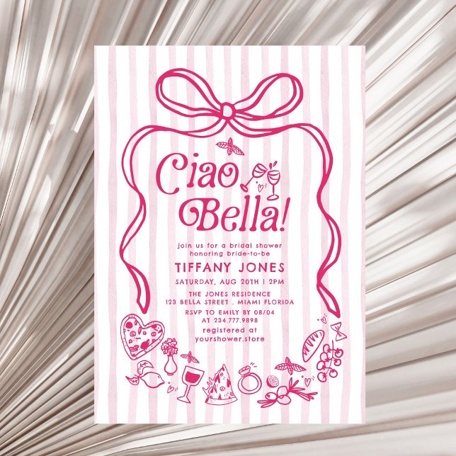 Ciao Bella Pink Italian Lemons Bridal Shower Invitation (Creator Uploaded)