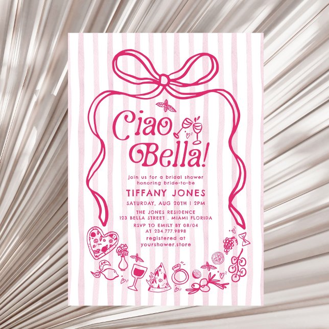 Ciao Bella Pink Italian Lemons Bridal Shower Invitation (Creator Uploaded)