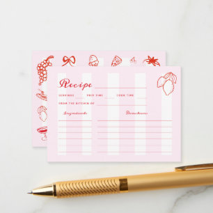 Ciao Bella Pink & Red Stripes Italian Recipe Card