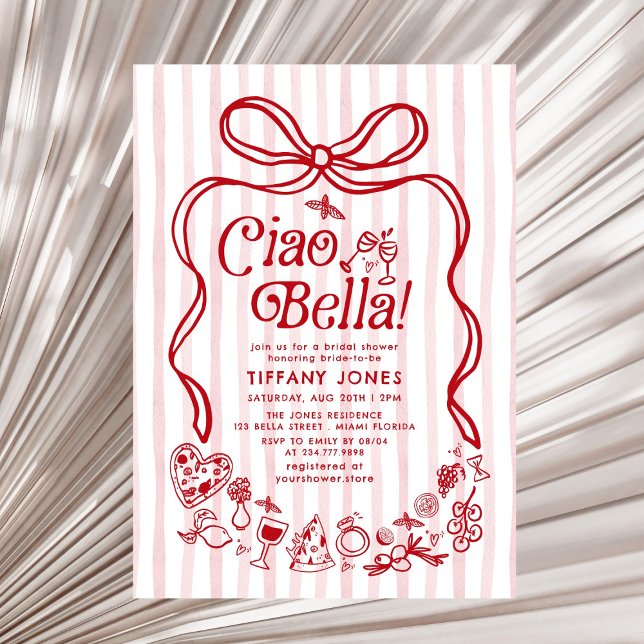 Ciao Bella Red Italian Lemons Bridal Shower Invitation (Creator Uploaded)