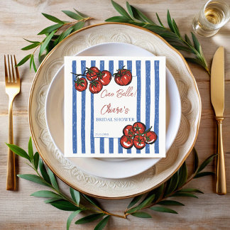 Ciao bella tomato stripes Italian bridal shower Napkin