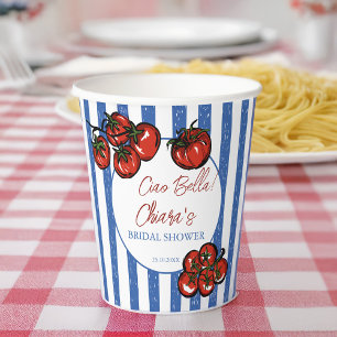 Ciao bella tomato stripes Italian bridal shower Paper Cups