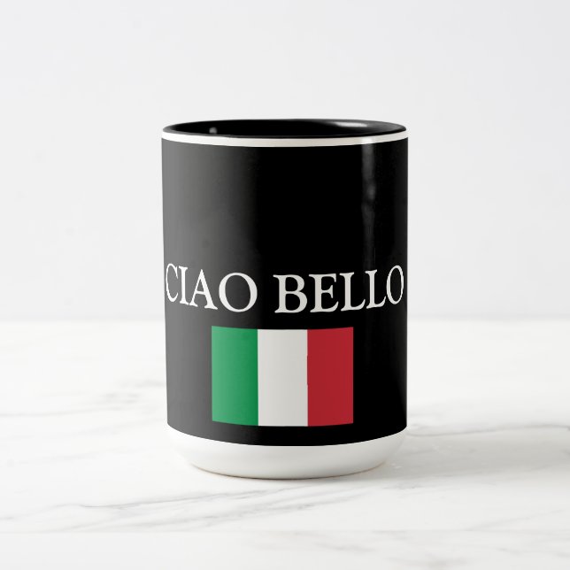 CIAO BELLO ITALY HELLO HANDSOME Two-Tone COFFEE MUG (Center)
