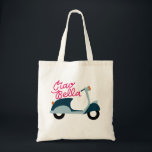 Ciao Bello Scooter Hand Lettered Tote Bag<br><div class="desc">This is a cute little design of a vintage style scooter with hand lettering which read Ciao Bella. Great for the farmers market,  library run or running errands.</div>