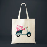 Ciao Bello Scooter Hand Lettered Tote Bag<br><div class="desc">This is a cute little design of a vintage style scooter with hand lettering which read Ciao Bella. Great for the farmers market,  library run or running errands.</div>