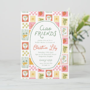 Ciao Friends Italian Hand-drawn Bridal Shower  Invitation