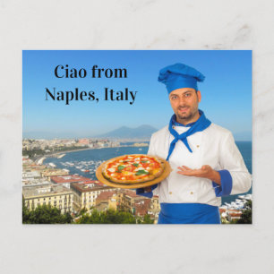 Ciao From Naples Italy Margherita Pizza Recipe Postcard