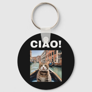 Ciao Funny Gondolier Cat On A Venetian Gondola  Key Ring