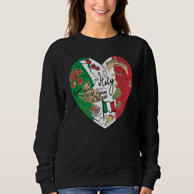 Ciao Italy Cool Italy Graphic Flag Heart Cute Ital Sweatshirt (Front)