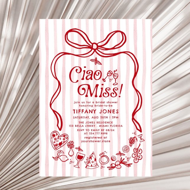 Ciao Miss Red Italian Lemons Bridal Shower Invitation (Creator Uploaded)