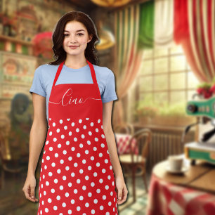 Ciao   -  red white polka  apron