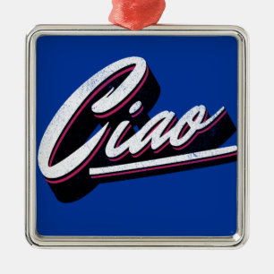 Ciao text design metal ornament