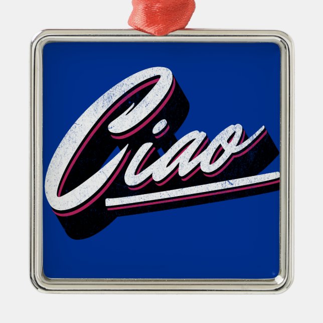 Ciao text design metal ornament (Front)
