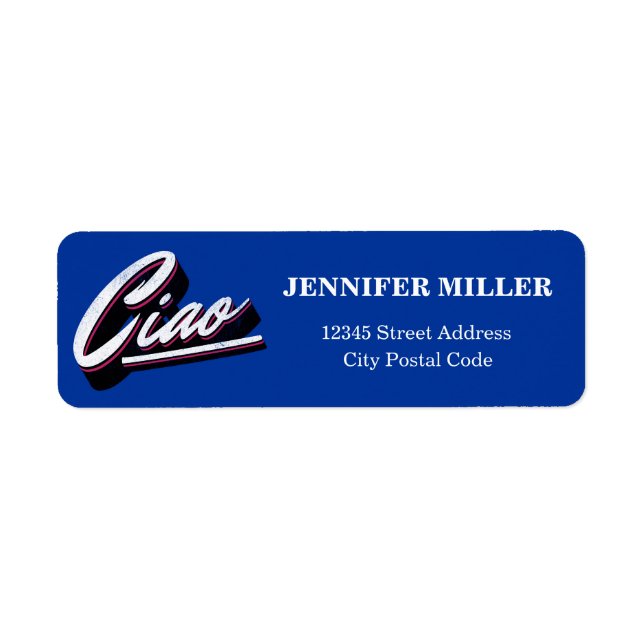 Ciao text design return address label (Front)