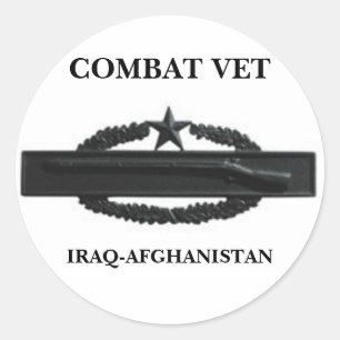 CIB2SUBD3, COMBAT VET, IRAQ-AFGHANISTAN CLASSIC ROUND STICKER