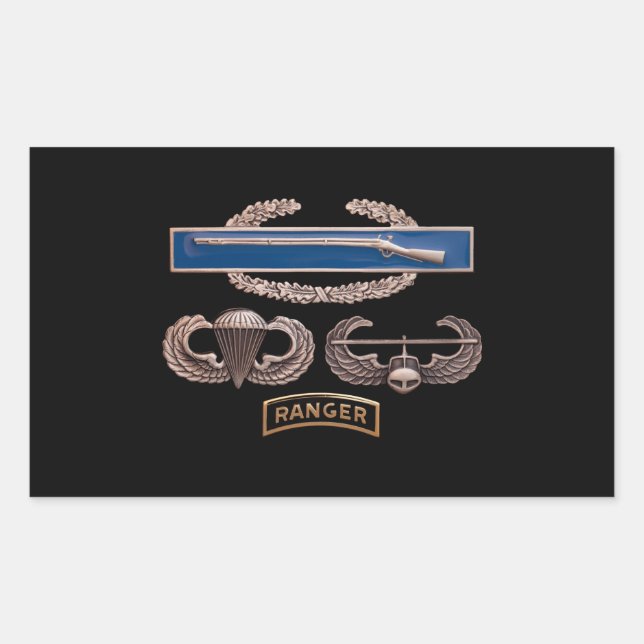 CIB Airborne Air Assault Ranger Rectangular Sticker (Front)
