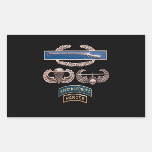CIB Airborne Air Assault SF Ranger Rectangular Sticker