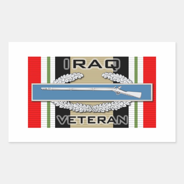CIB Iraq Veteran Rectangular Sticker (Front)