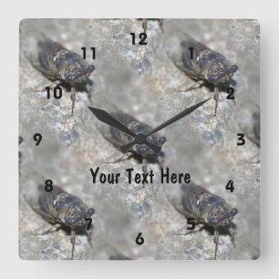 Cicada Bug Face Nature Pattern Personalised Square Wall Clock