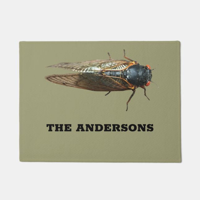 Cicada Bug Photo Creepy Insect Personalised Doormat (Front)