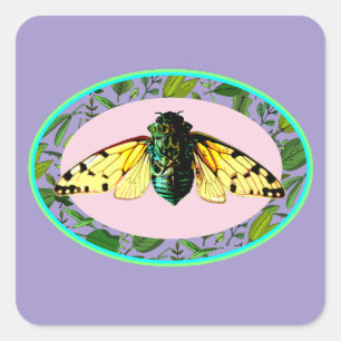 Cicada Bugs Insect Summer Tour Emergence Camping Square Sticker