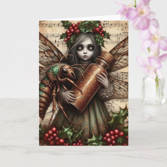 Cicada Christmas Fairy Collage Card (Orchid)