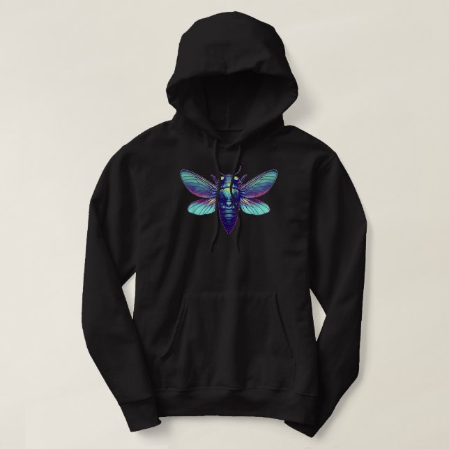 Cicada Insect Bug Colourful Cicada Emergence  Hoodie (Design Front)