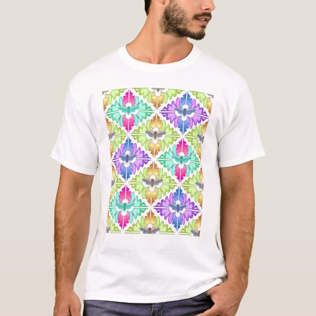 Cicada Pastel Pattern Swarm Brood Insect Nature St T-Shirt (Front)