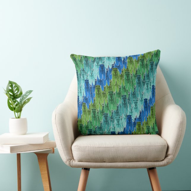 Cicada Pattern in Aqua Blue Cushion (Chair)