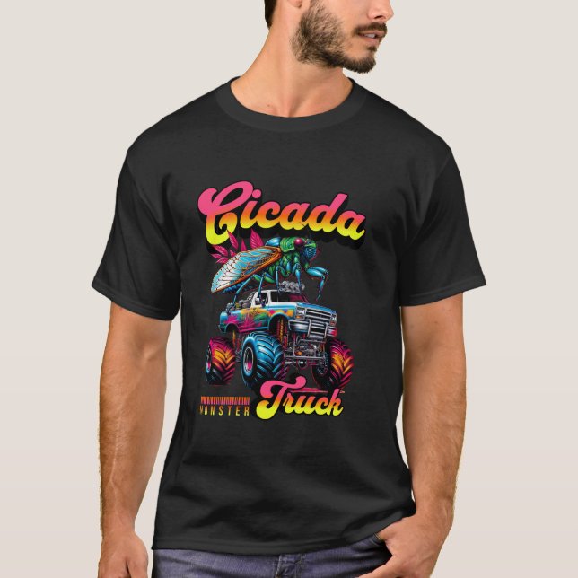 Cicada Riding Monster Truck Cicada Lover For Kids  T-Shirt (Front)