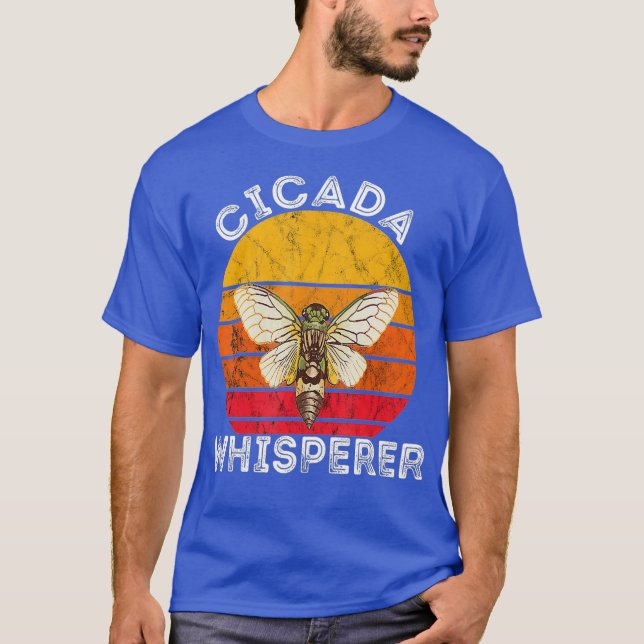 Cicada Whisperer Brood Insect Retro Sunset Swarm T-Shirt (Front)