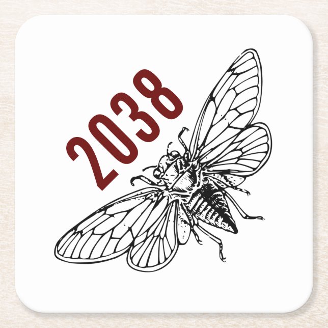 Cicadas 2038 square paper coaster (Front)