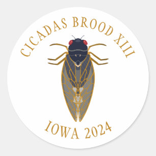 Cicadas Brood XIII IOWA 2024 Custom Text Classic Round Sticker